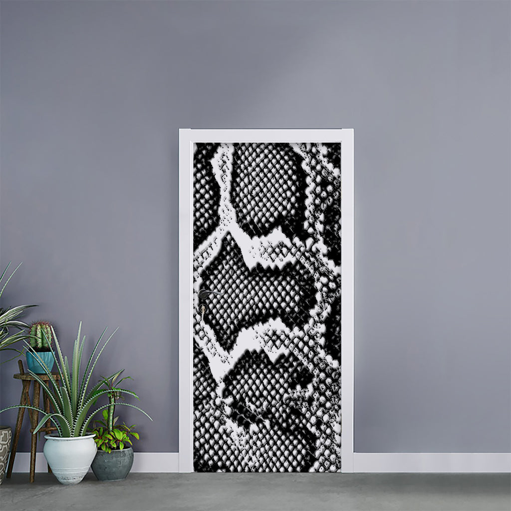 Black And White Snakeskin Print Door Sticker