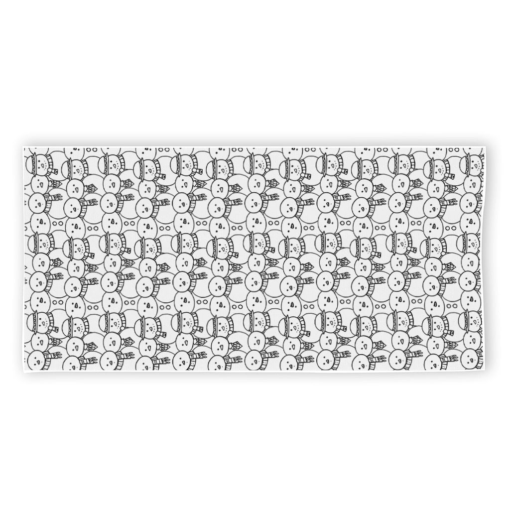 Black And White Snowman Pattern Print Beach Towel