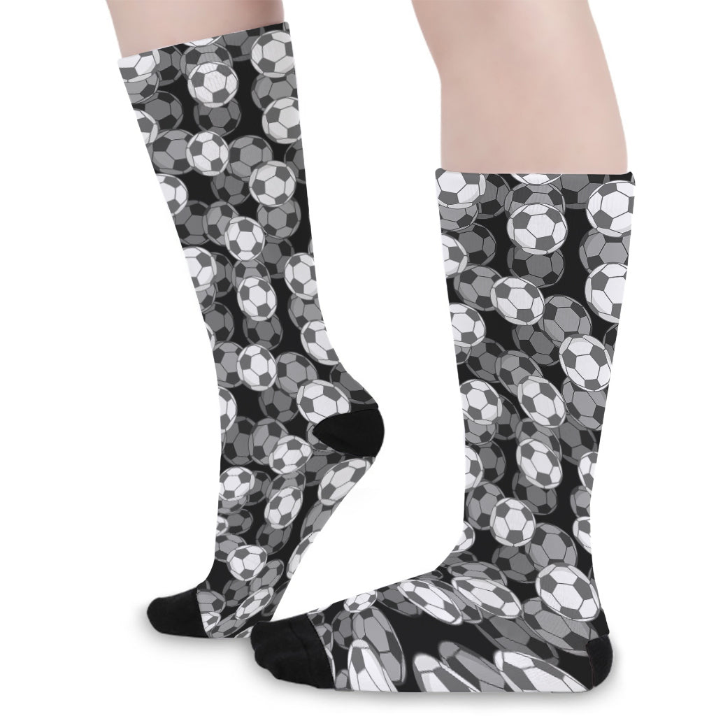 Black And White Soccer Ball Print Long Socks