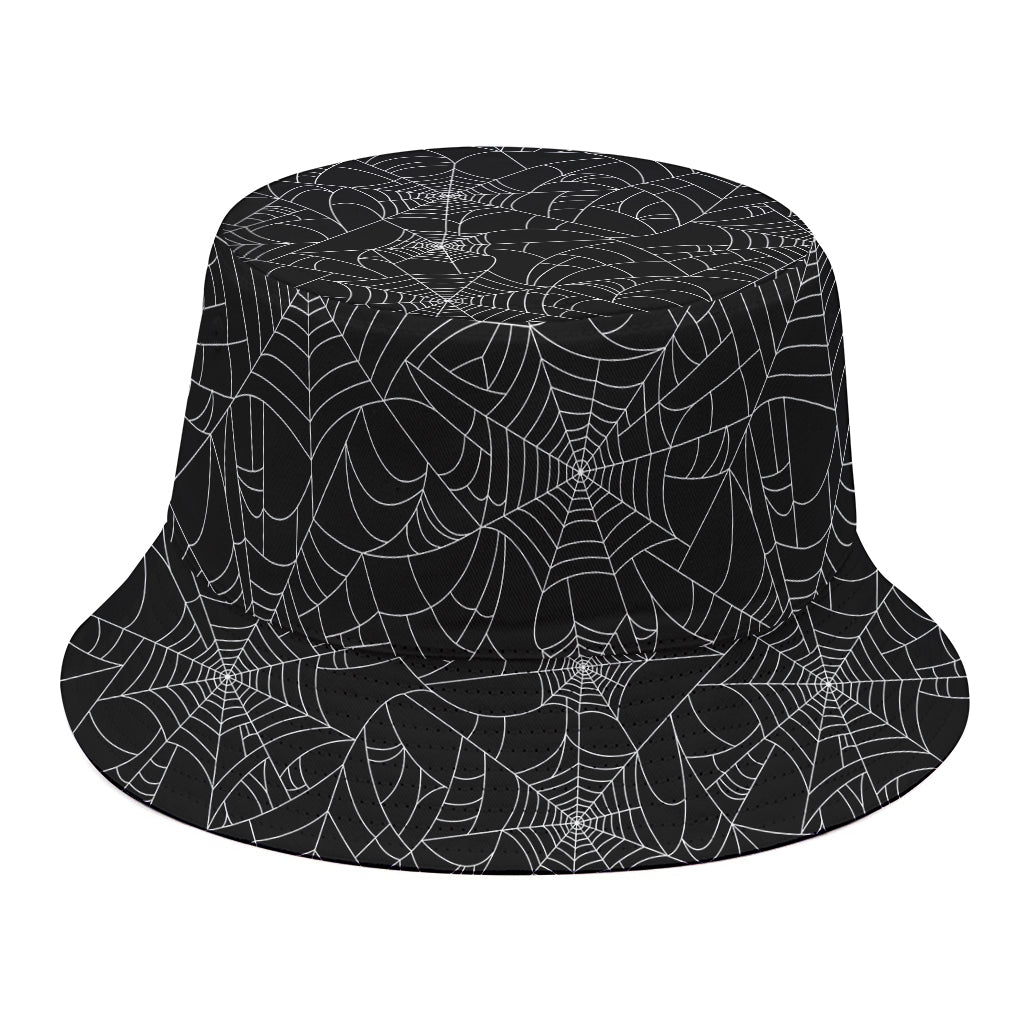 Black And White Spider Web Pattern Print Bucket Hat