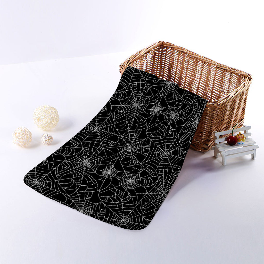 Black And White Spider Web Pattern Print Towel
