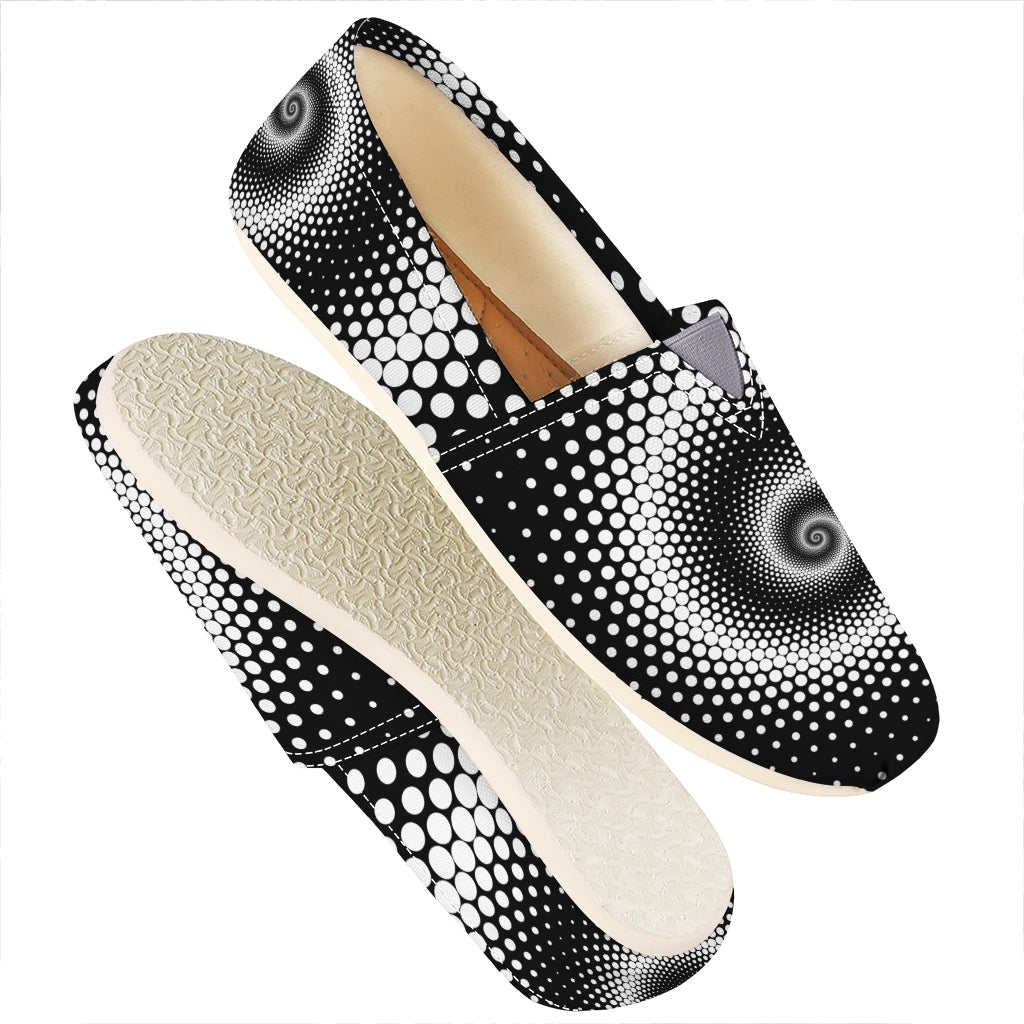 Black And White Spiral Dot Print Casual Shoes