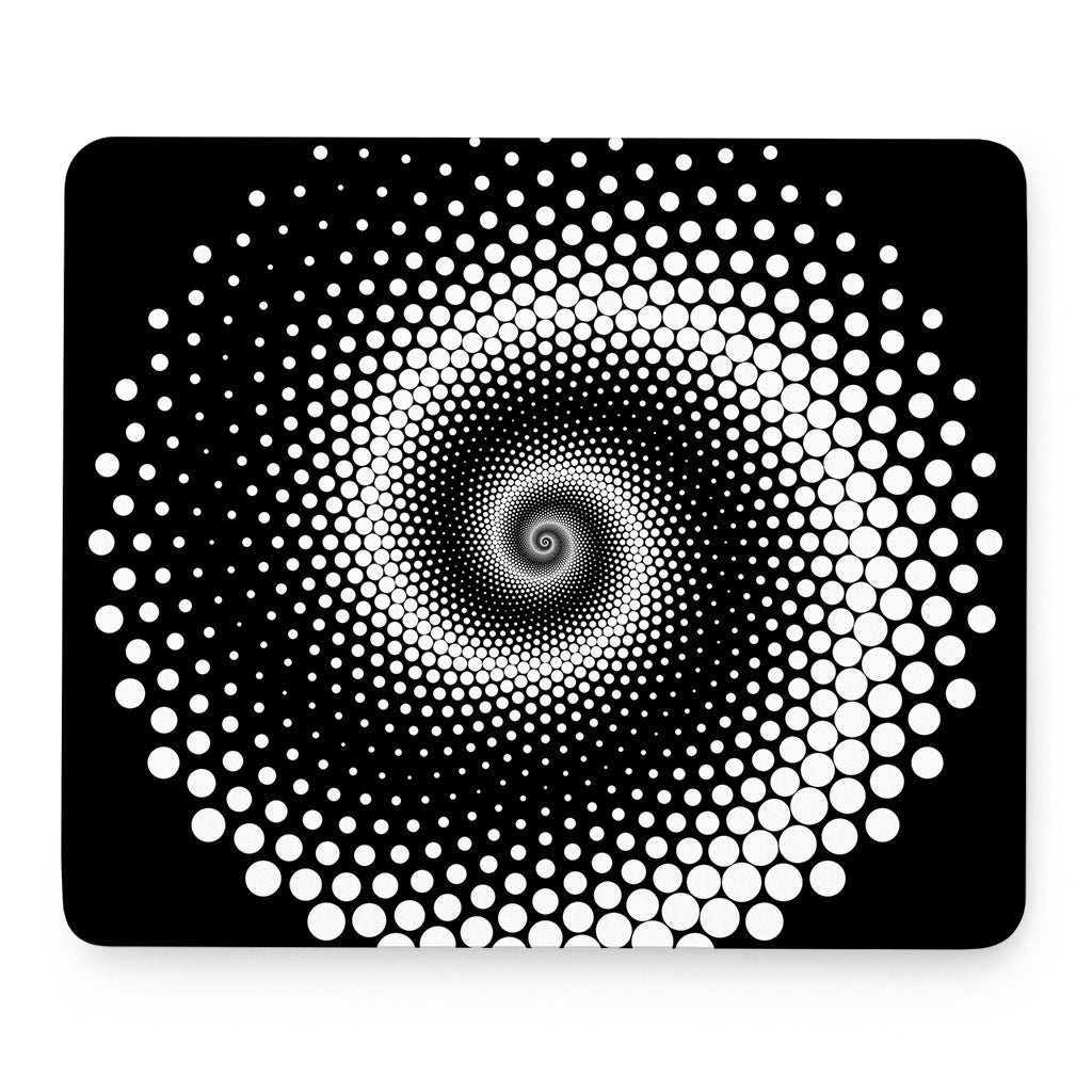 Black And White Spiral Dot Print Mouse Pad