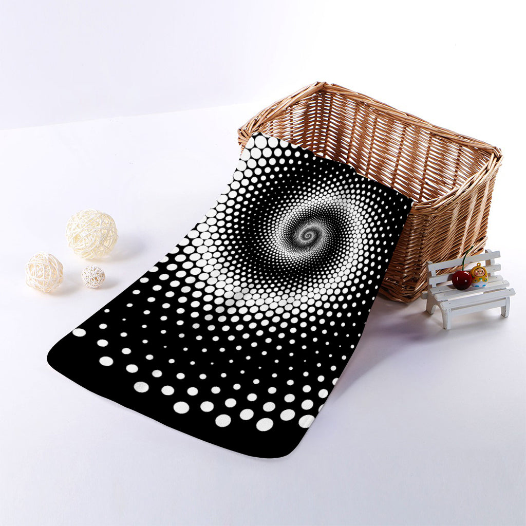 Black And White Spiral Dot Print Towel