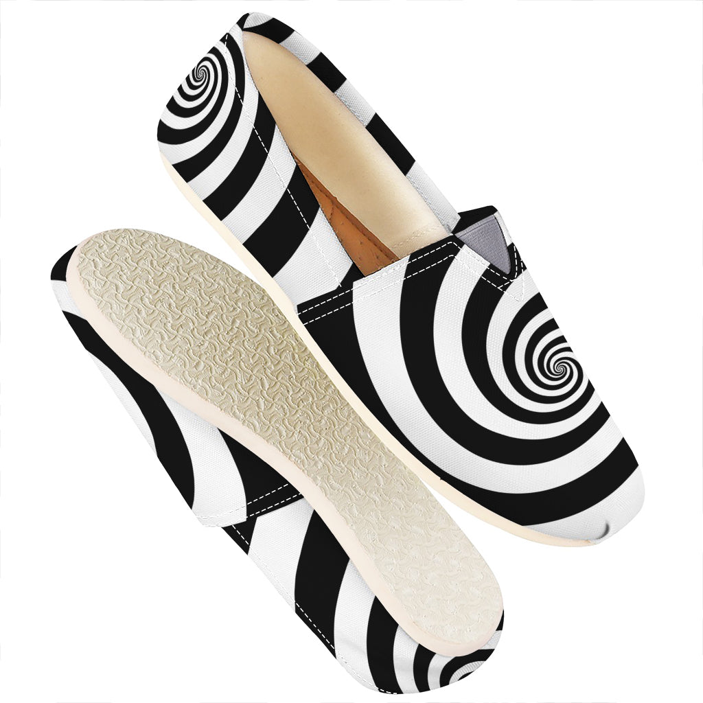 Black And White Spiral Illusion Print Casual Shoes