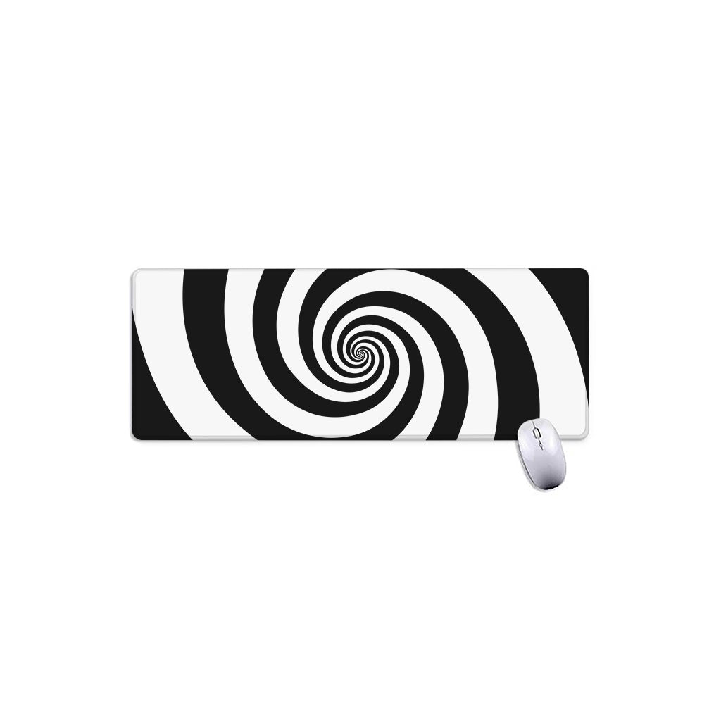 Black And White Spiral Illusion Print Extended Mouse Pad