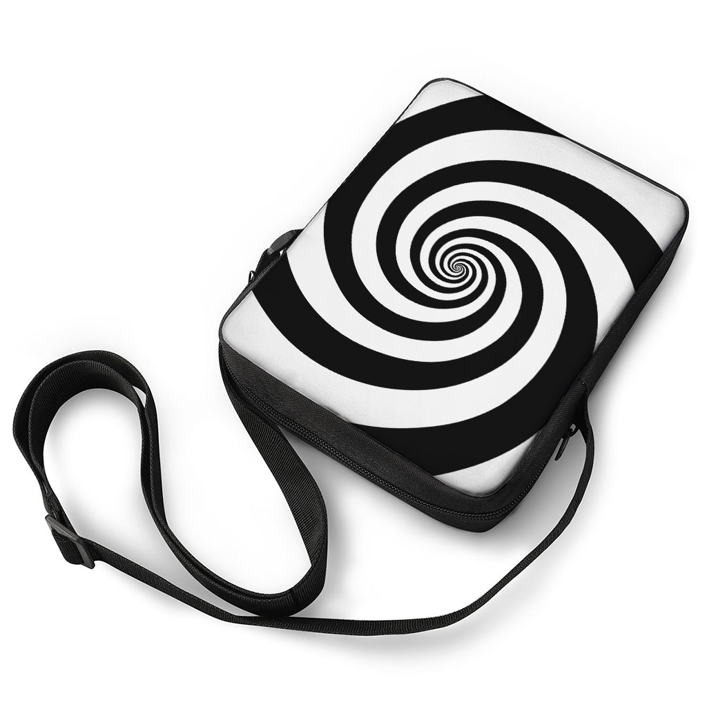 Black And White Spiral Illusion Print Rectangular Crossbody Bag