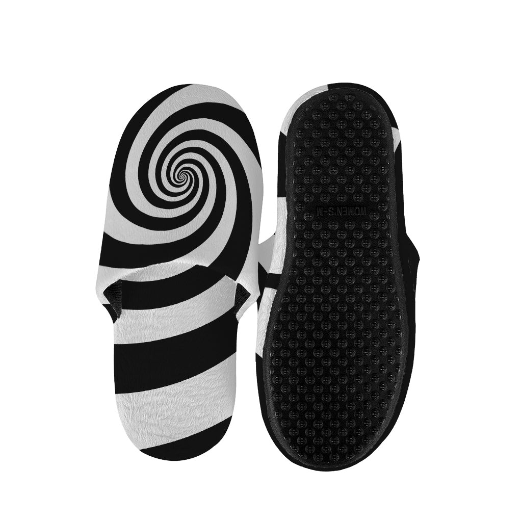 Black And White Spiral Illusion Print Slippers
