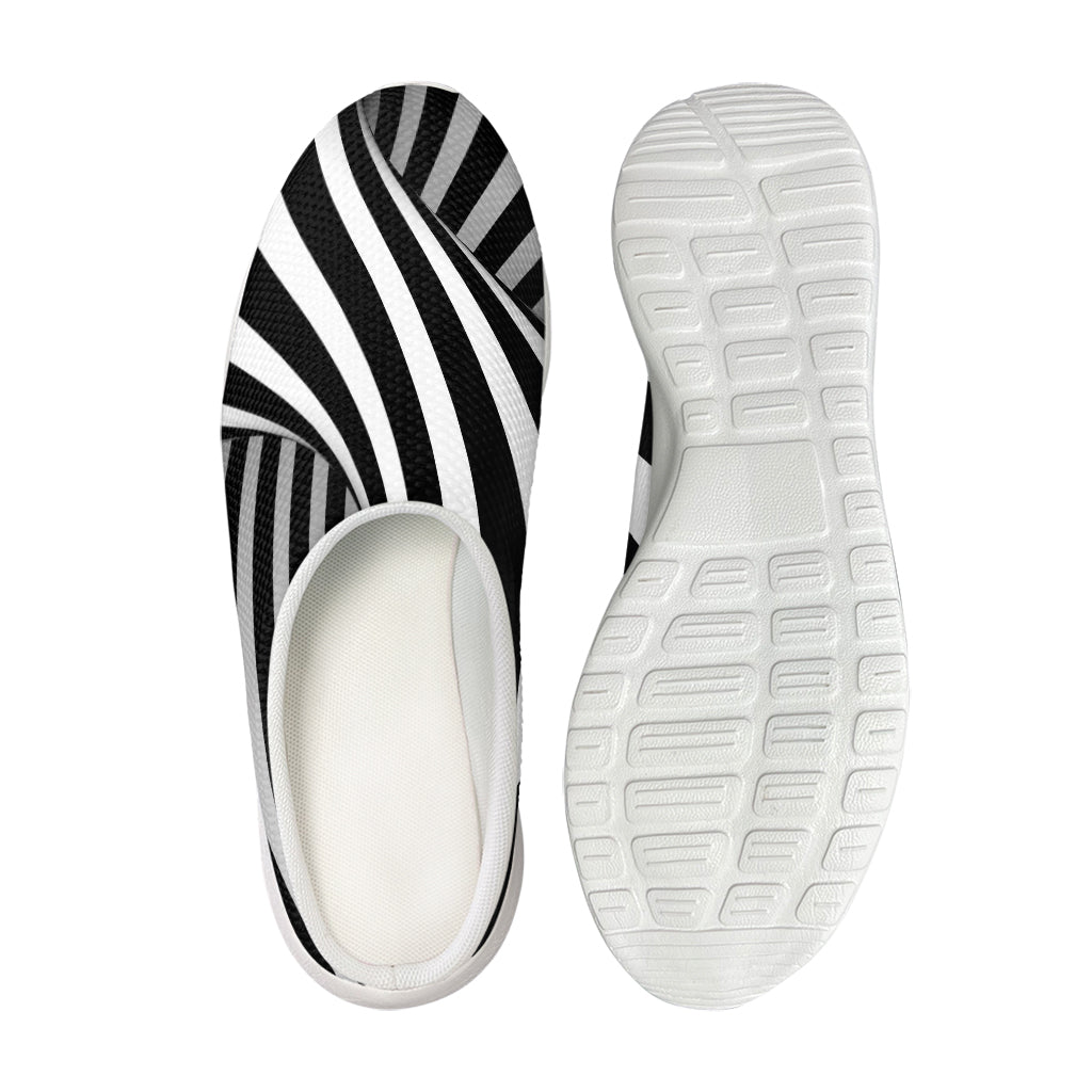 Black And White Spiral Twist Illusion Print Mesh Casual Shoes