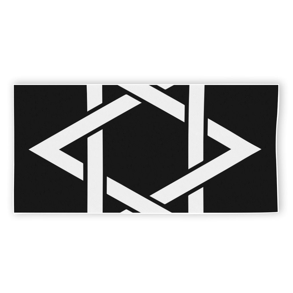 Black And White Star of David Print Beach Towel