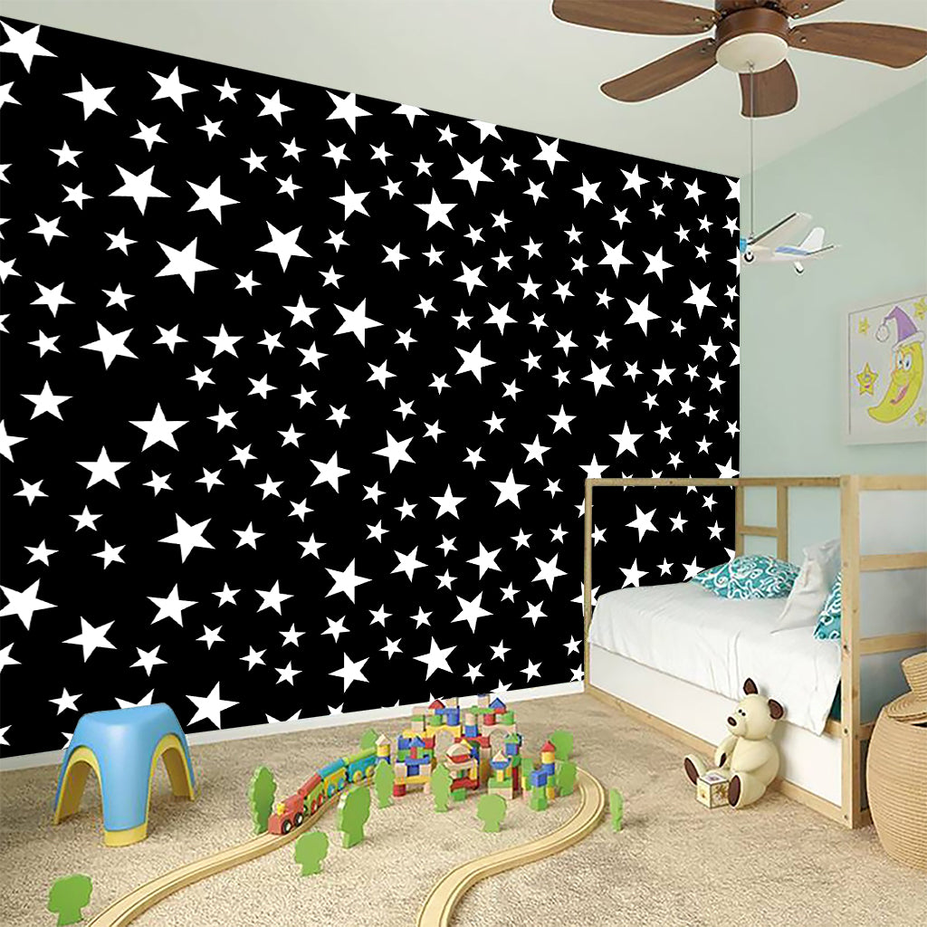Black And White Star Pattern Print Wall Sticker