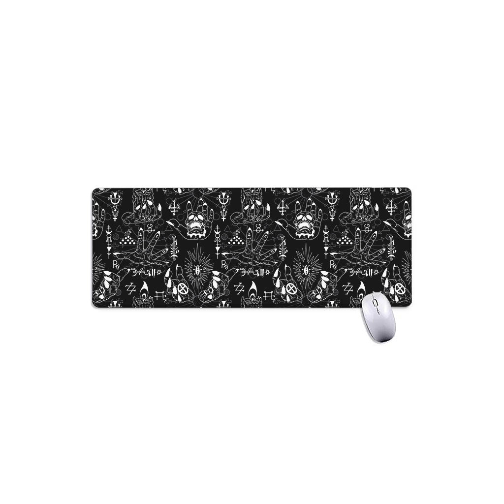 Black And White Supernatural Wicca Print Extended Mouse Pad