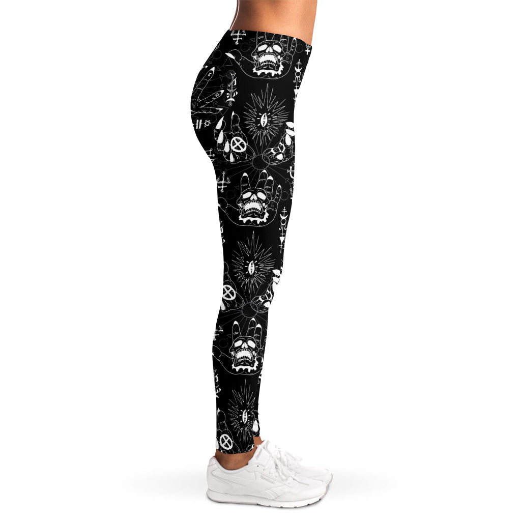 Black And White Supernatural Wicca Print Women's Leggings