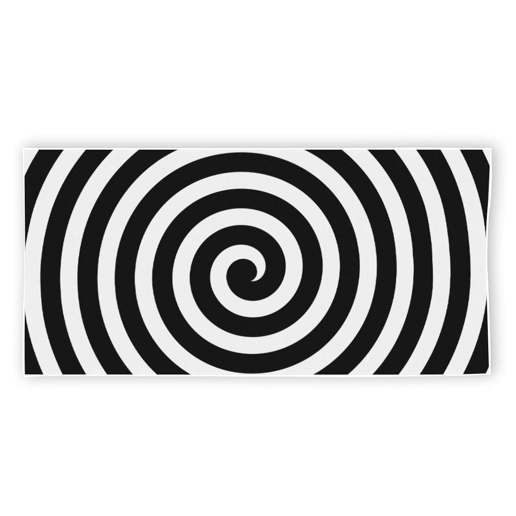 Black And White Swirl Illusion Print Beach Towel