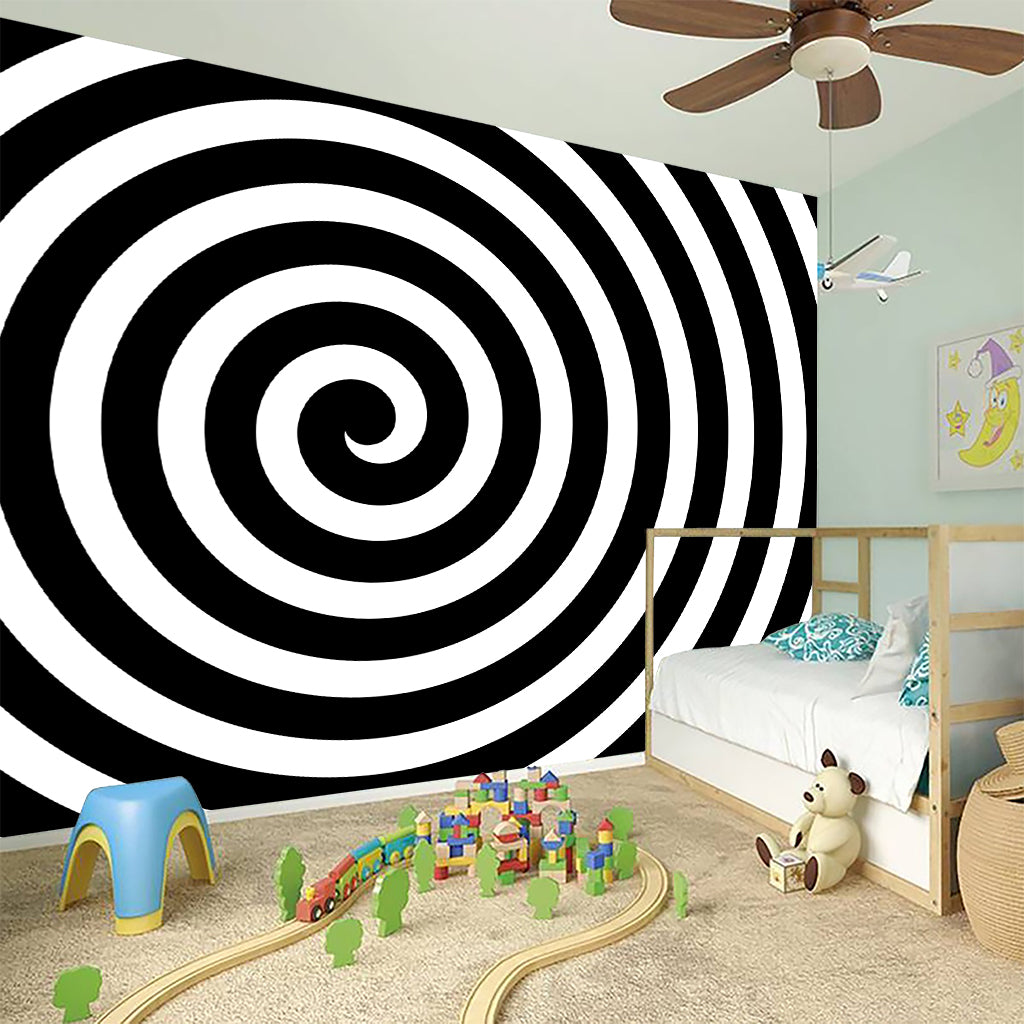 Black And White Swirl Illusion Print Wall Sticker