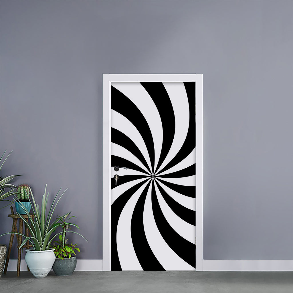 Black And White Swirl Print Door Sticker