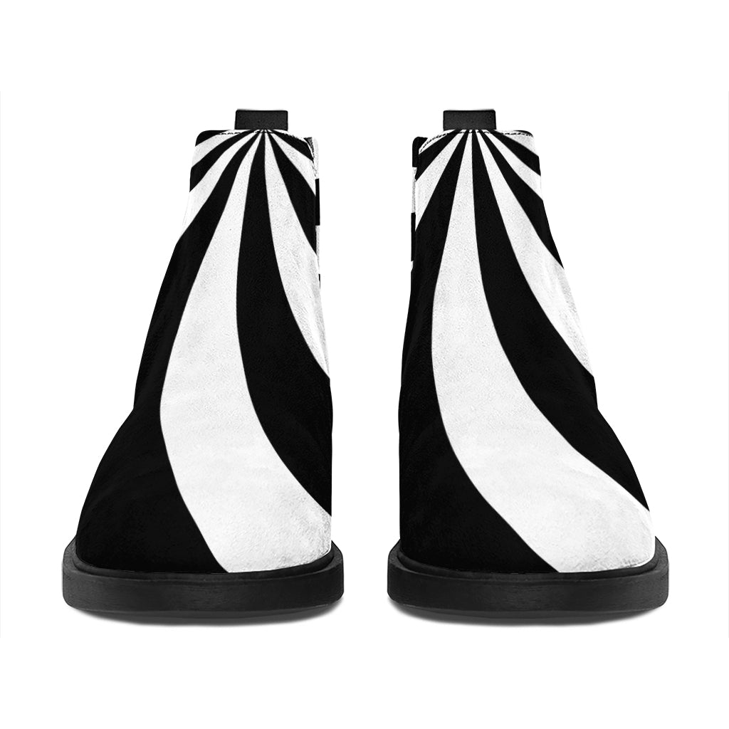 Black And White Swirl Print Flat Ankle Boots