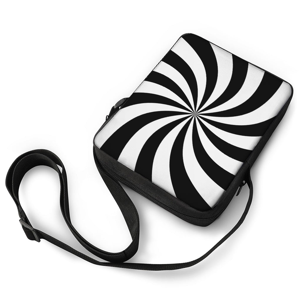 Black And White Swirl Print Rectangular Crossbody Bag