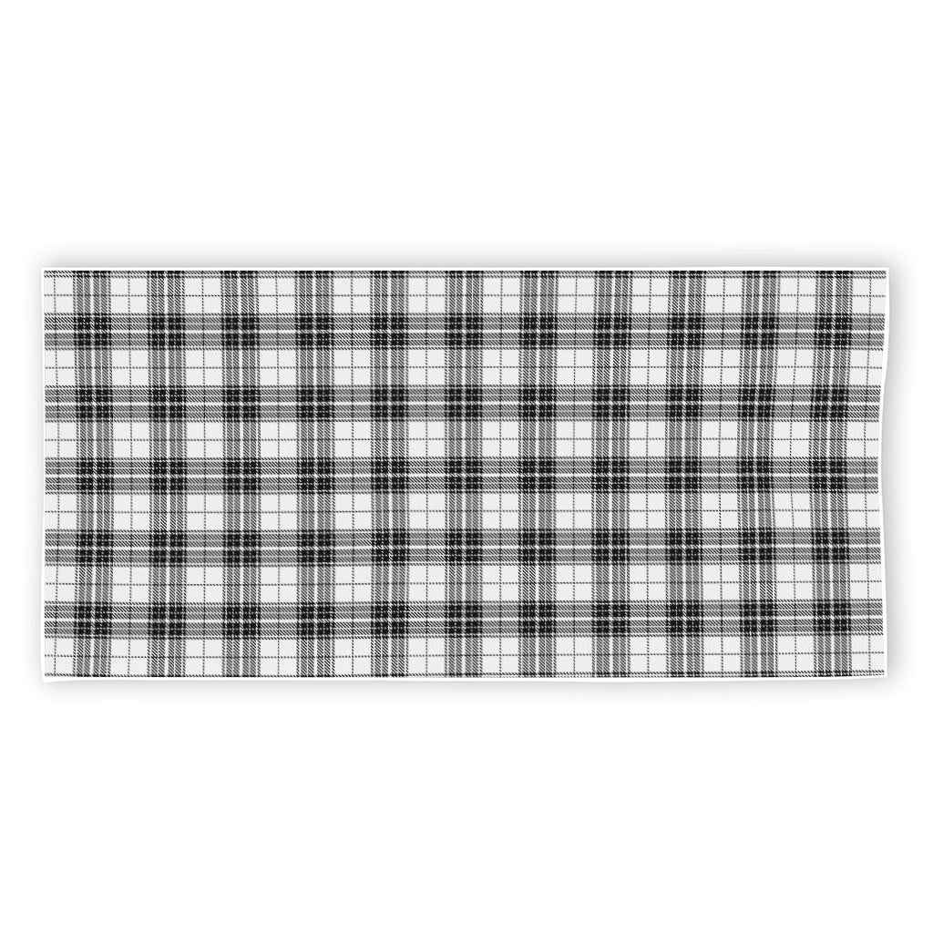 Black And White Tartan Pattern Print Beach Towel