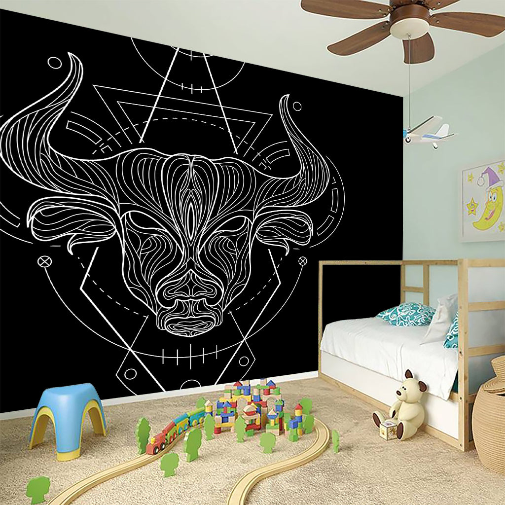 Black And White Taurus Sign Print Wall Sticker