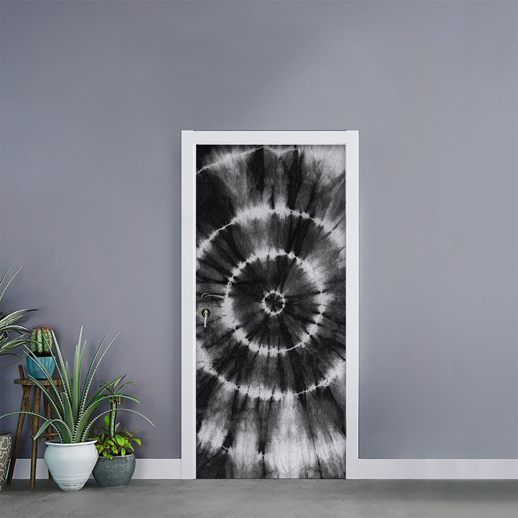 Black And White Tie Dye Print Door Sticker