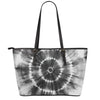 Black And White Tie Dye Print Leather Tote Bag