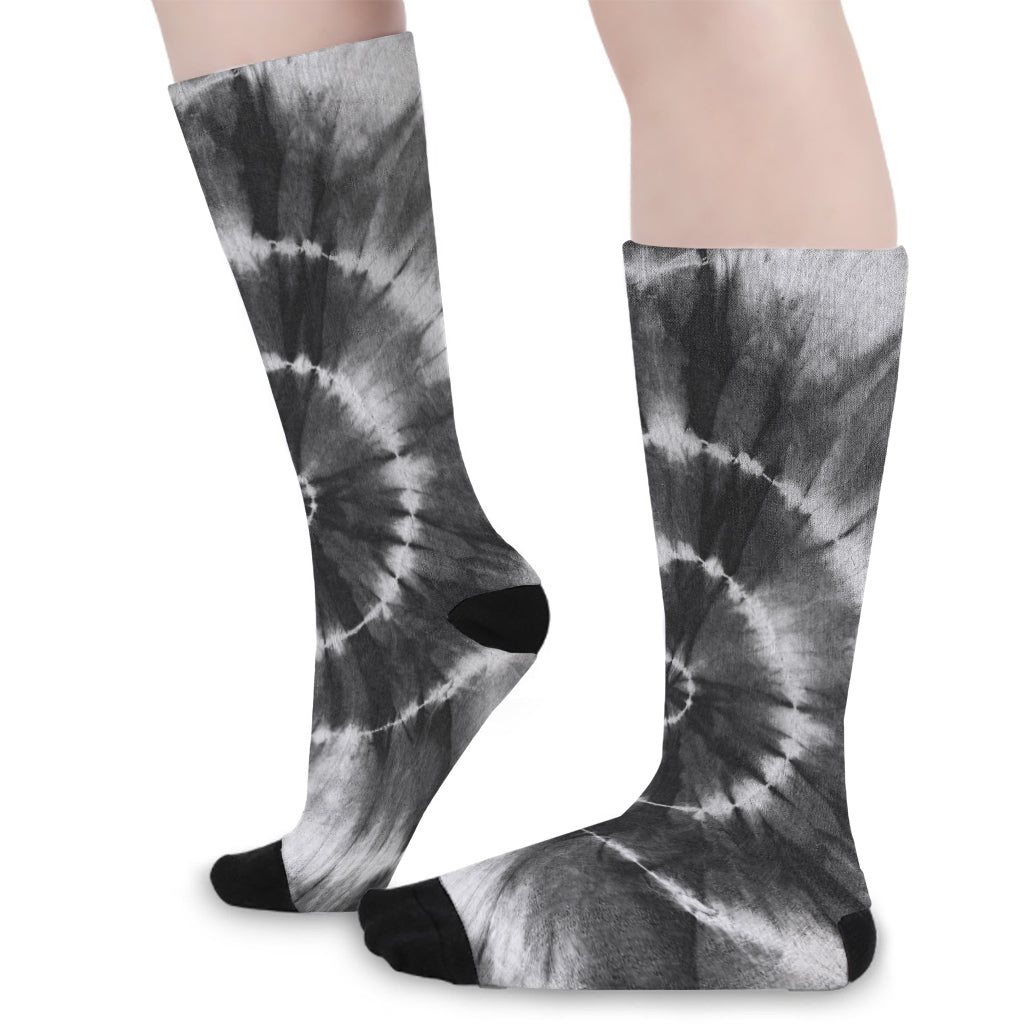 Black And White Tie Dye Print Long Socks