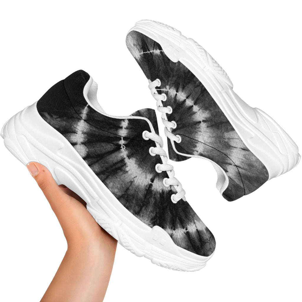 Black And White Tie Dye Print White Chunky Shoes