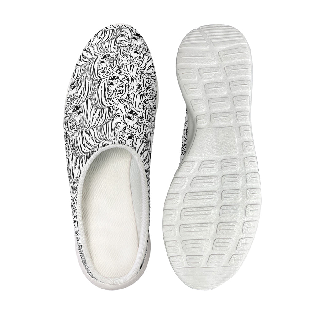 Black And White Tiger Pattern Print Mesh Casual Shoes