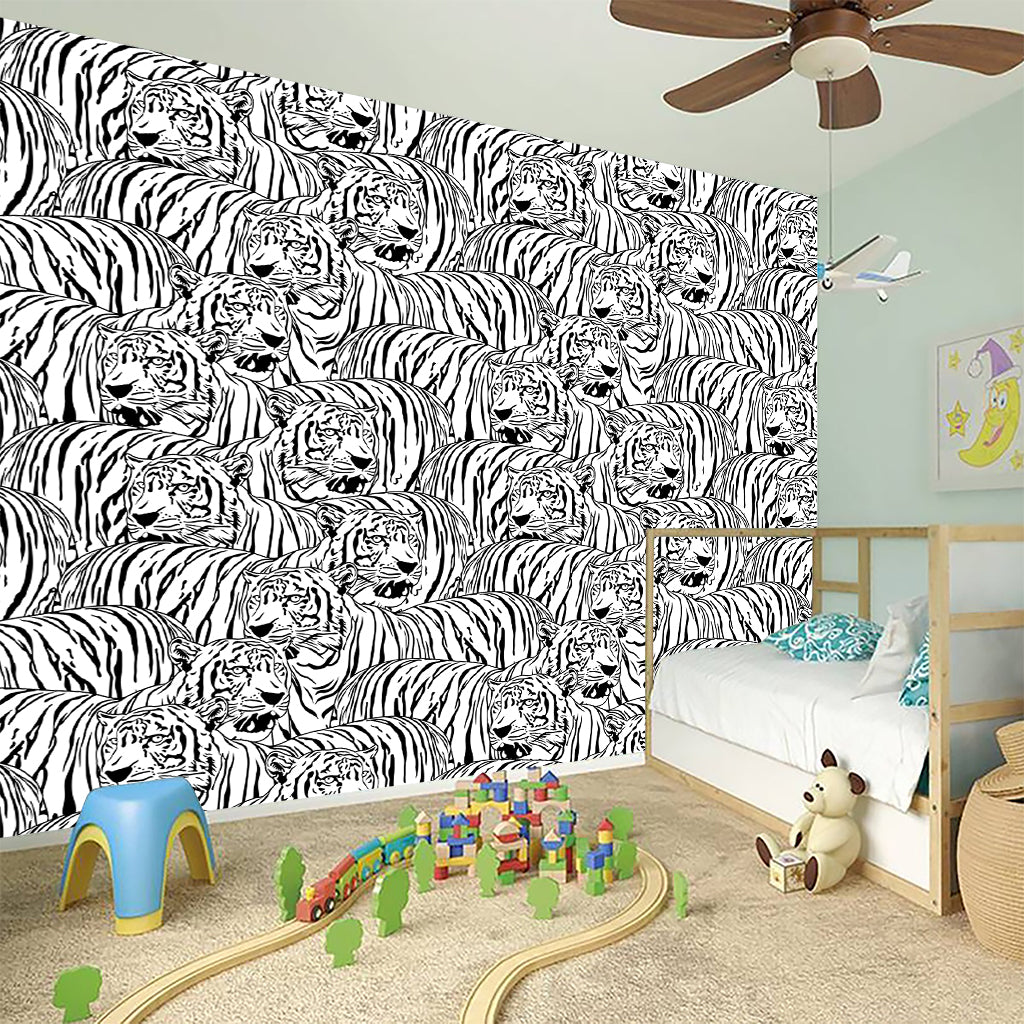 Black And White Tiger Pattern Print Wall Sticker