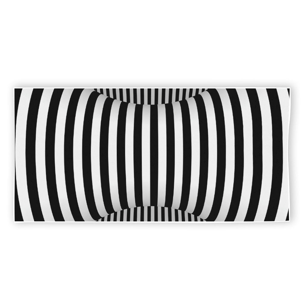 Black And White Torus Illusion Print Beach Towel