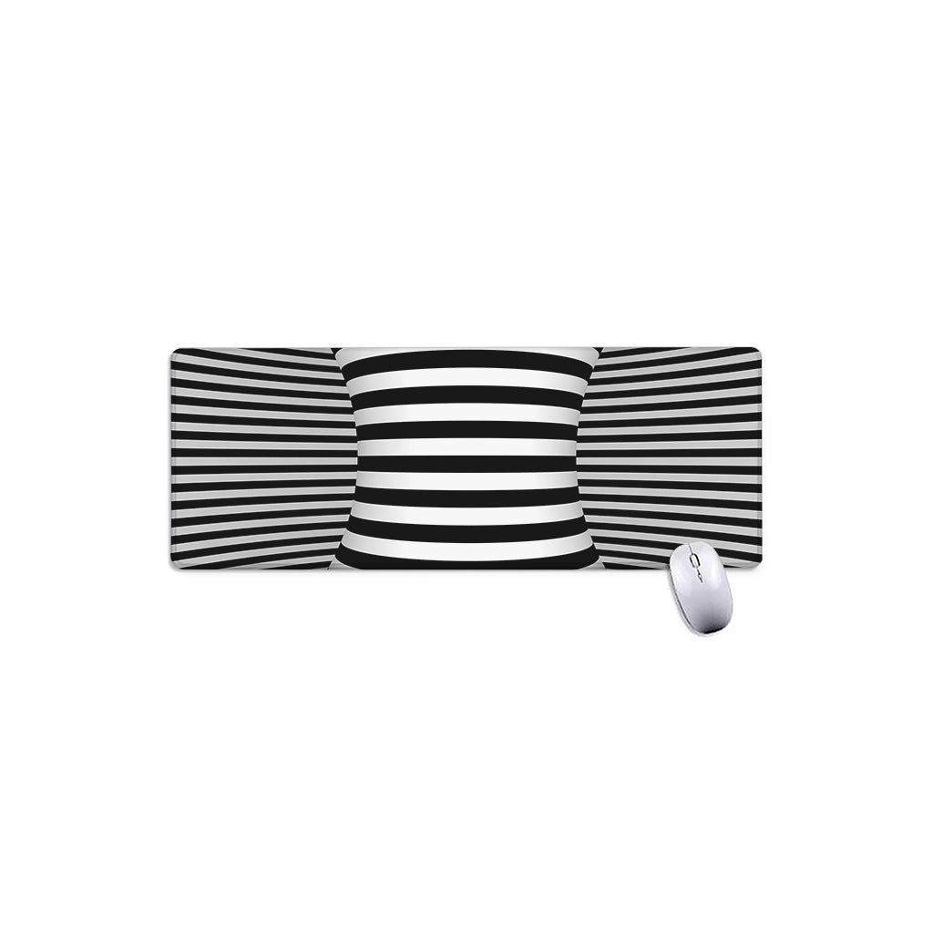 Black And White Torus Illusion Print Extended Mouse Pad