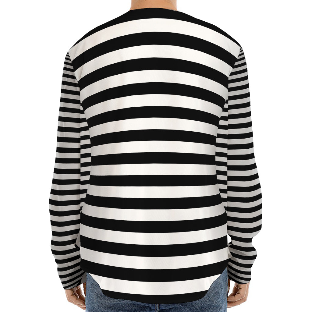 Black And White Torus Illusion Print Long Sleeve Baseball Jersey
