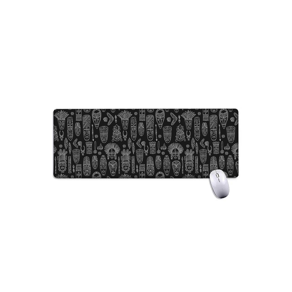 Black And White Totem Pattern Print Extended Mouse Pad