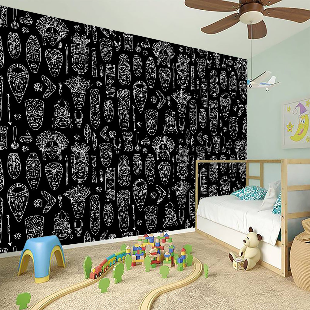 Black And White Totem Pattern Print Wall Sticker