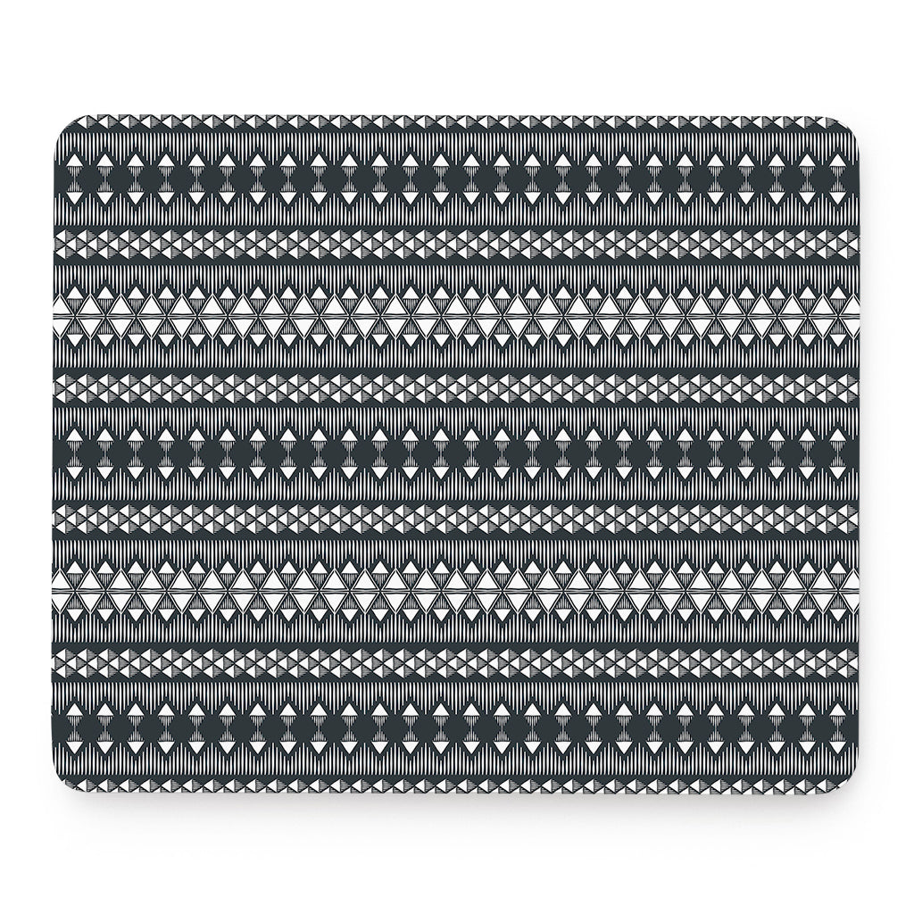 Black And White Tribal Geometric Print Mouse Pad