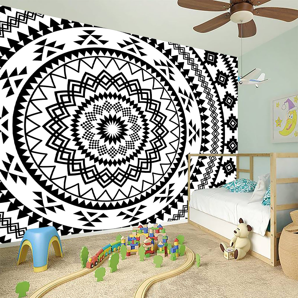 Black And White Tribal Mandala Print Wall Sticker