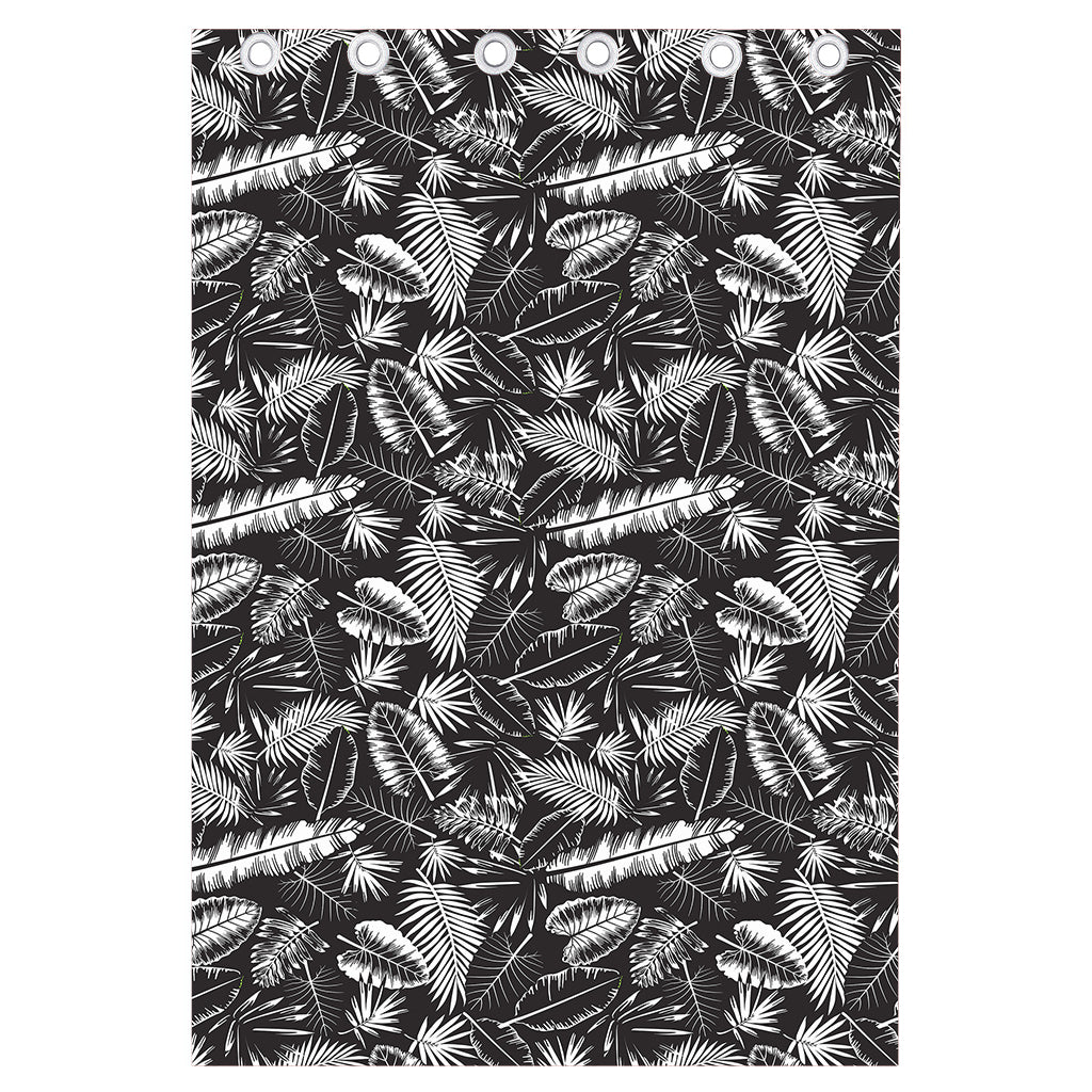 Black And White Tropical Palm Leaf Print Curtain