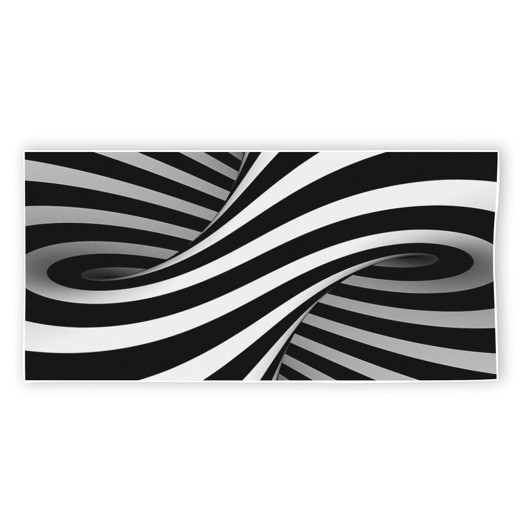 Black And White Twist Illusion Print Beach Towel
