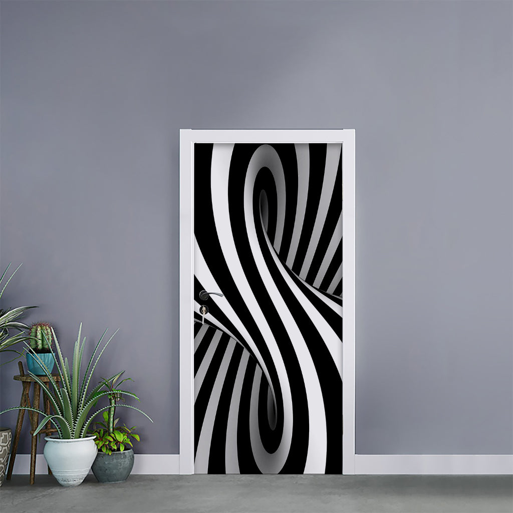 Black And White Twist Illusion Print Door Sticker