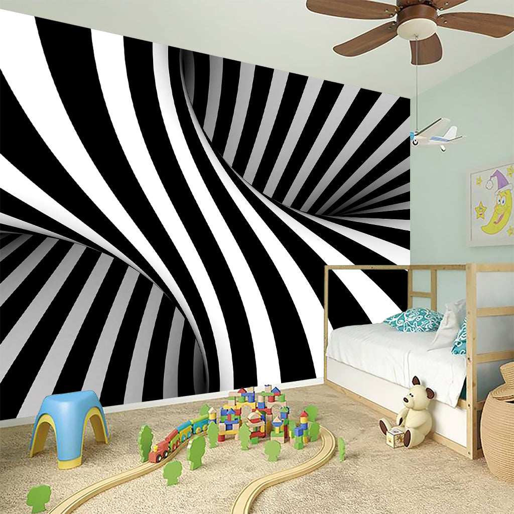 Black And White Twist Illusion Print Wall Sticker