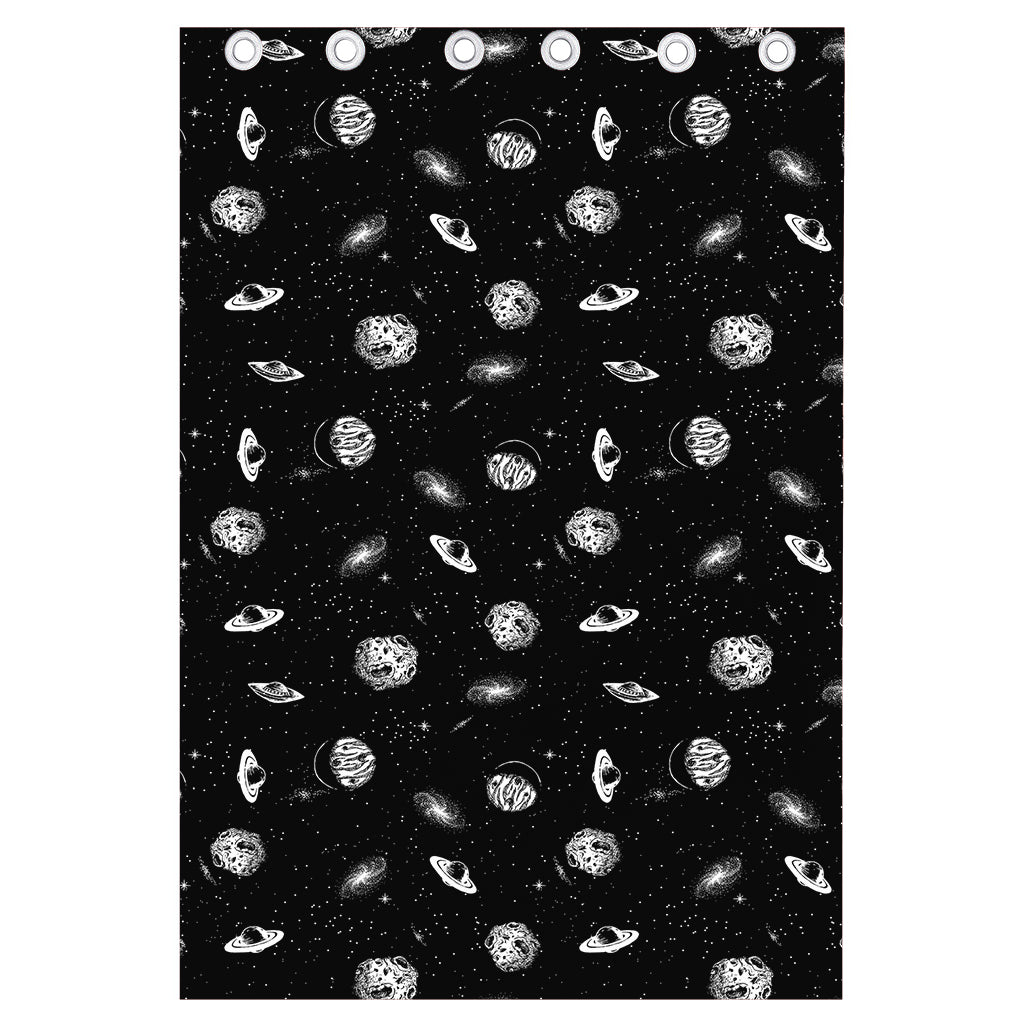 Black And White UFO Pattern Print Curtain