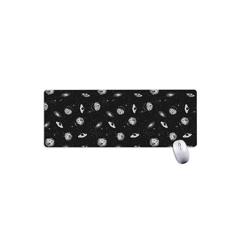 Black And White UFO Pattern Print Extended Mouse Pad