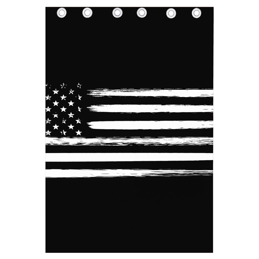 Black And White USA Flag Print Curtain
