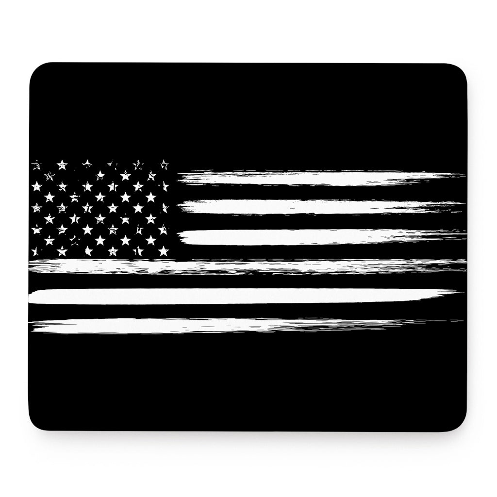 Black And White USA Flag Print Mouse Pad