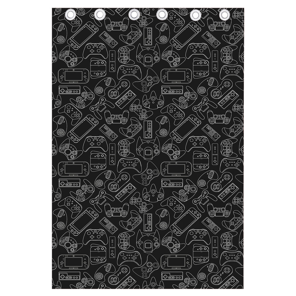Black And White Video Game Pattern Print Curtain
