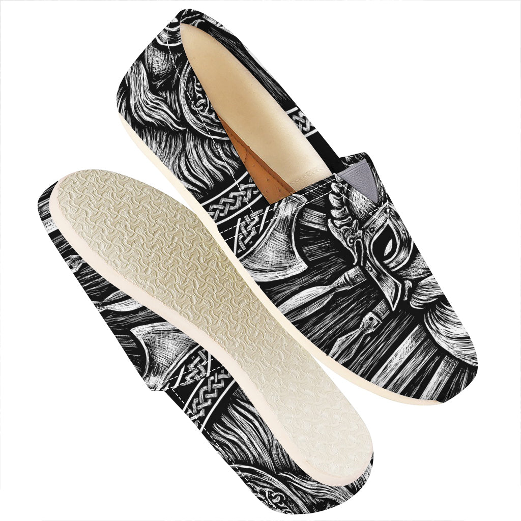 Black And White Viking God Odin Print Casual Shoes