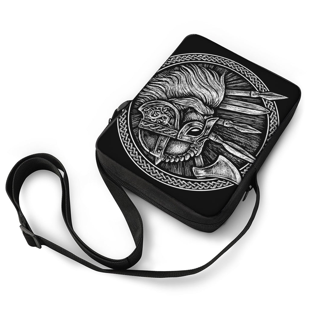 Black And White Viking God Odin Print Rectangular Crossbody Bag