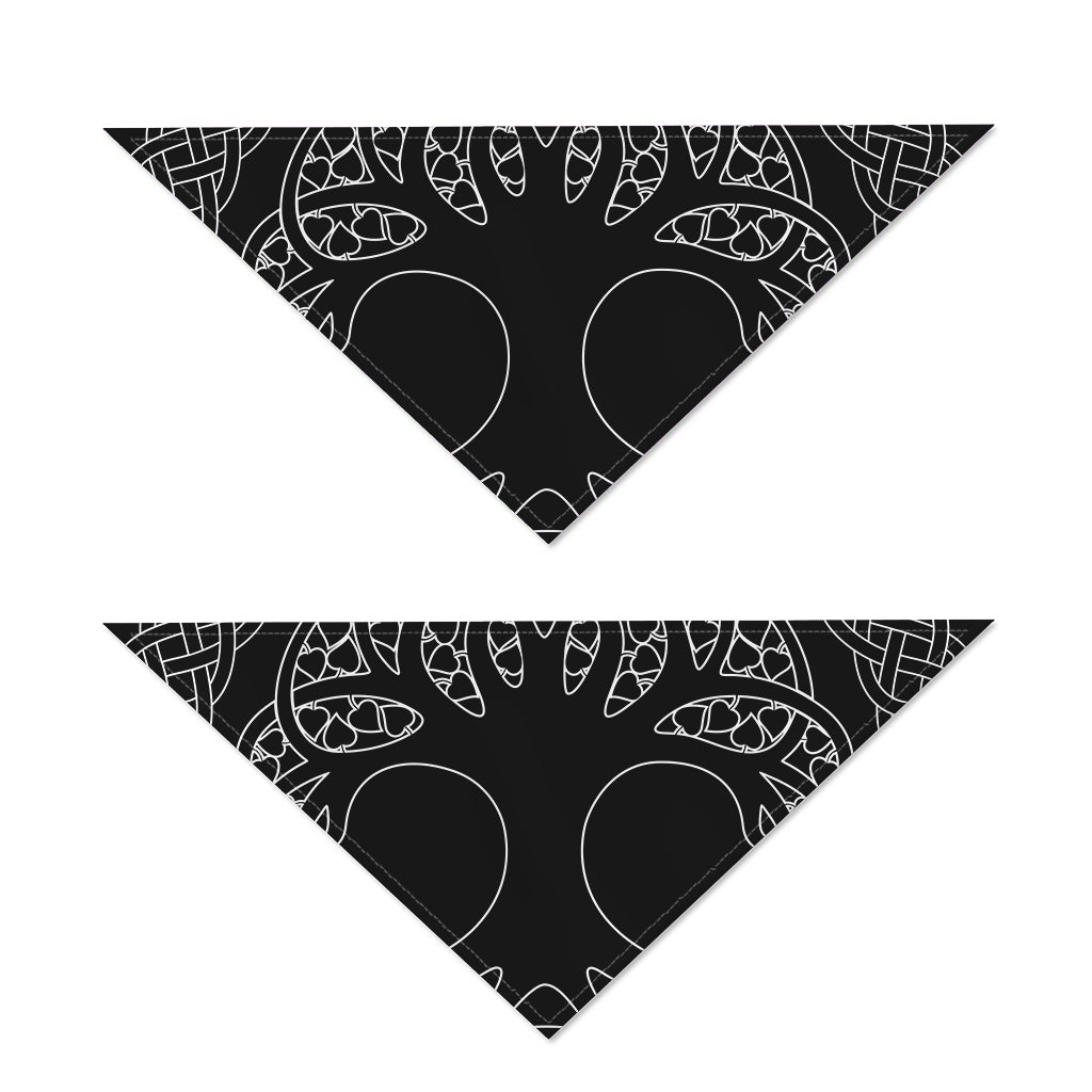 Black And White Viking Yggdrasil Print Dog Bandana