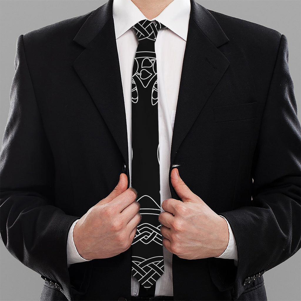 Black And White Viking Yggdrasil Print Necktie